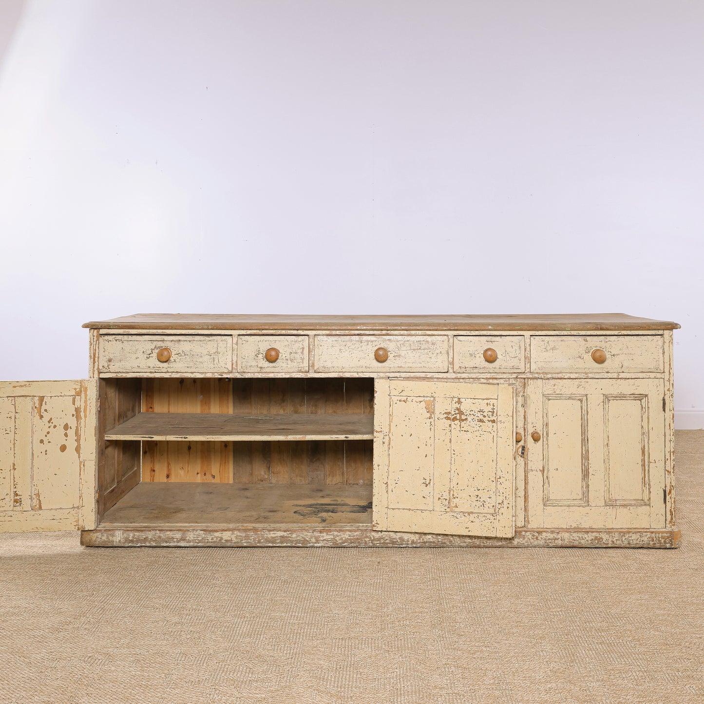 Antique English Painted Pine Sideboard | Circa 1870