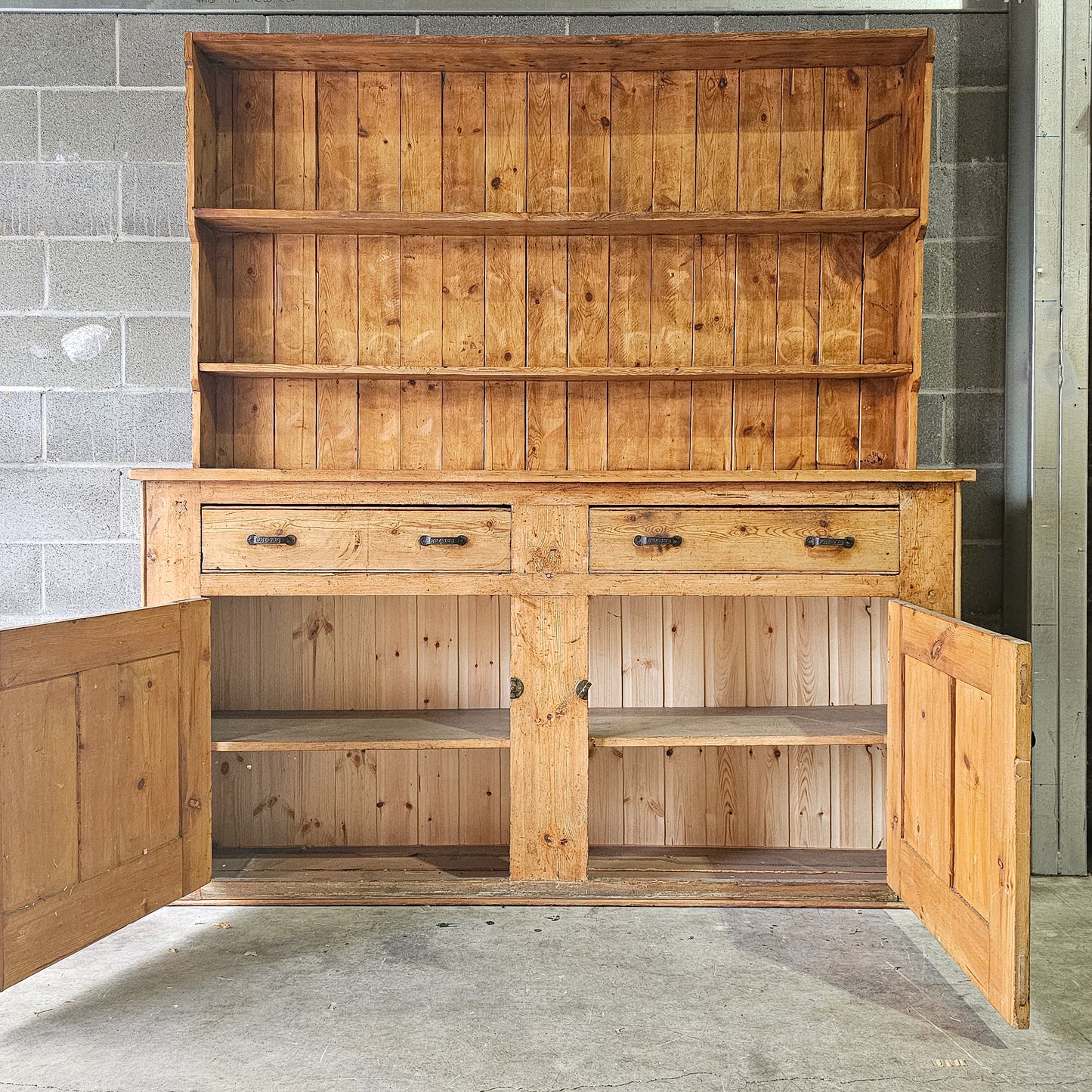Antique English Pine Kitchen Hutch or Dresser - Circa 1890