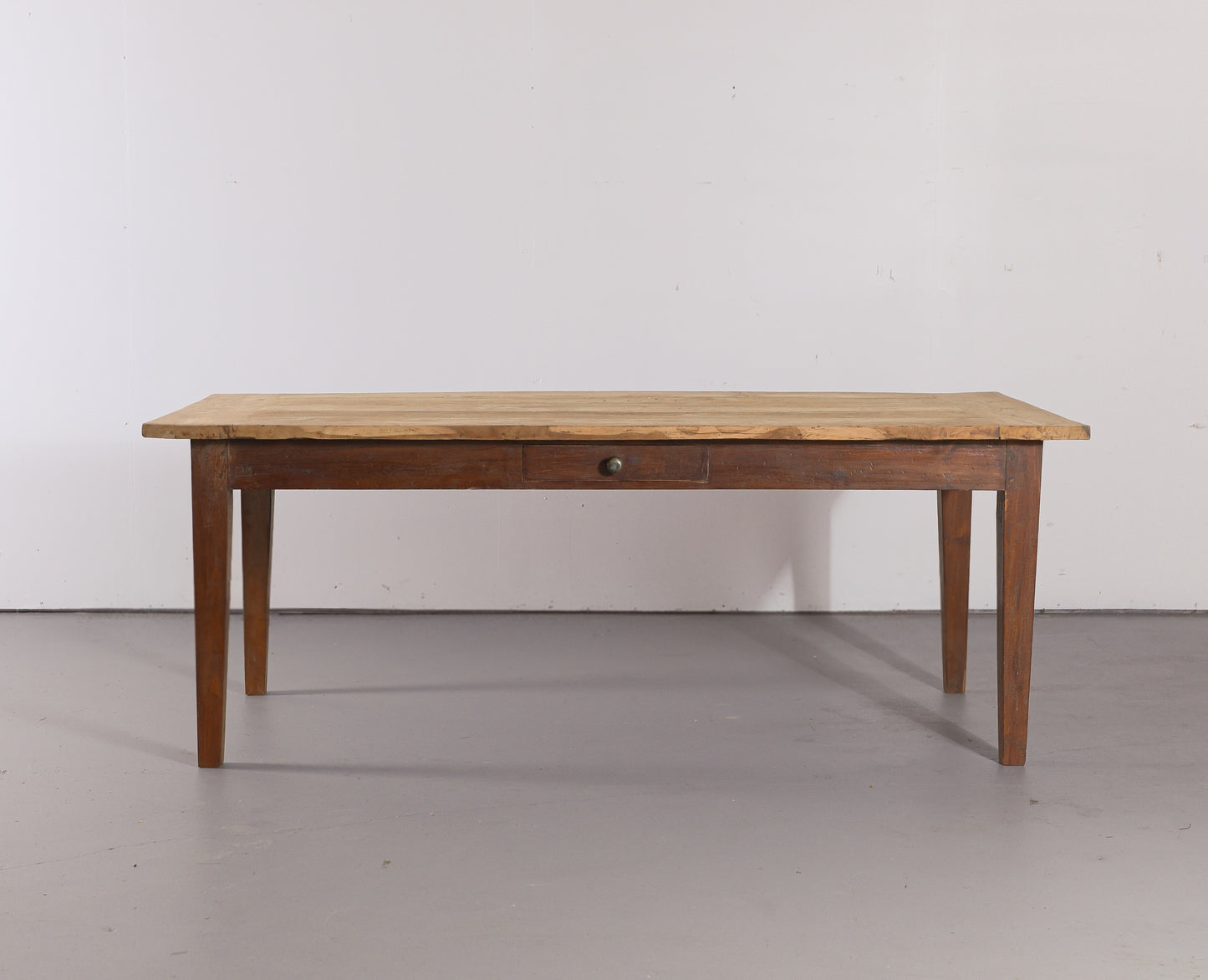 Antique English Farmhouse Dining Table with Drawer, Circa 1880