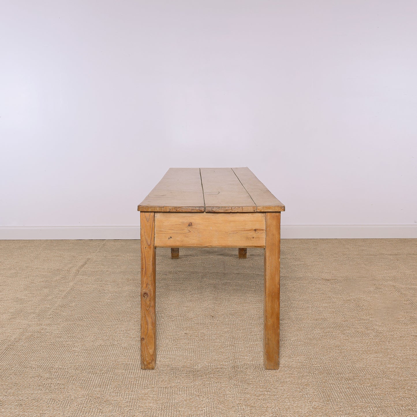 Antique Pine Farmhouse Table with Two Drawers | Circa 1880
