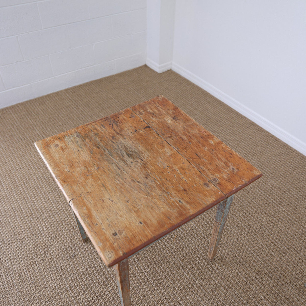 19th Century Pine Painted Blue Side Table