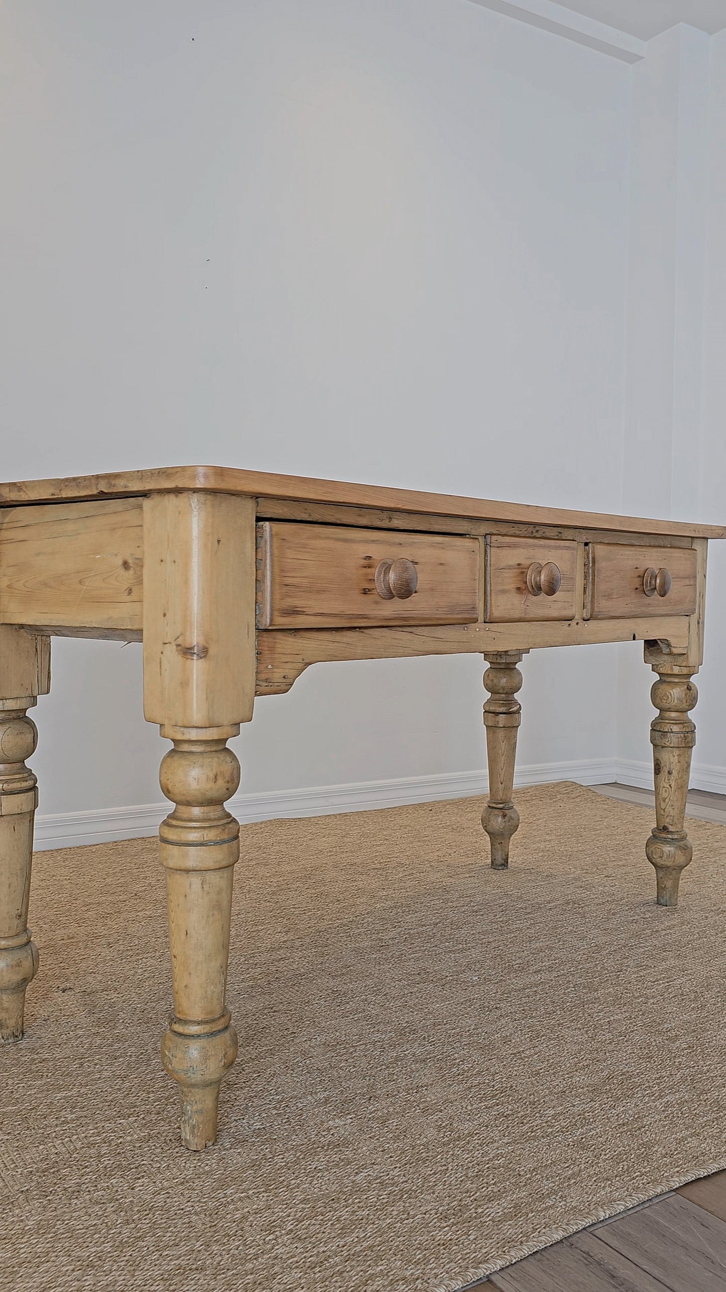 Antique English Pine Console Table or Desk - Circa 1880