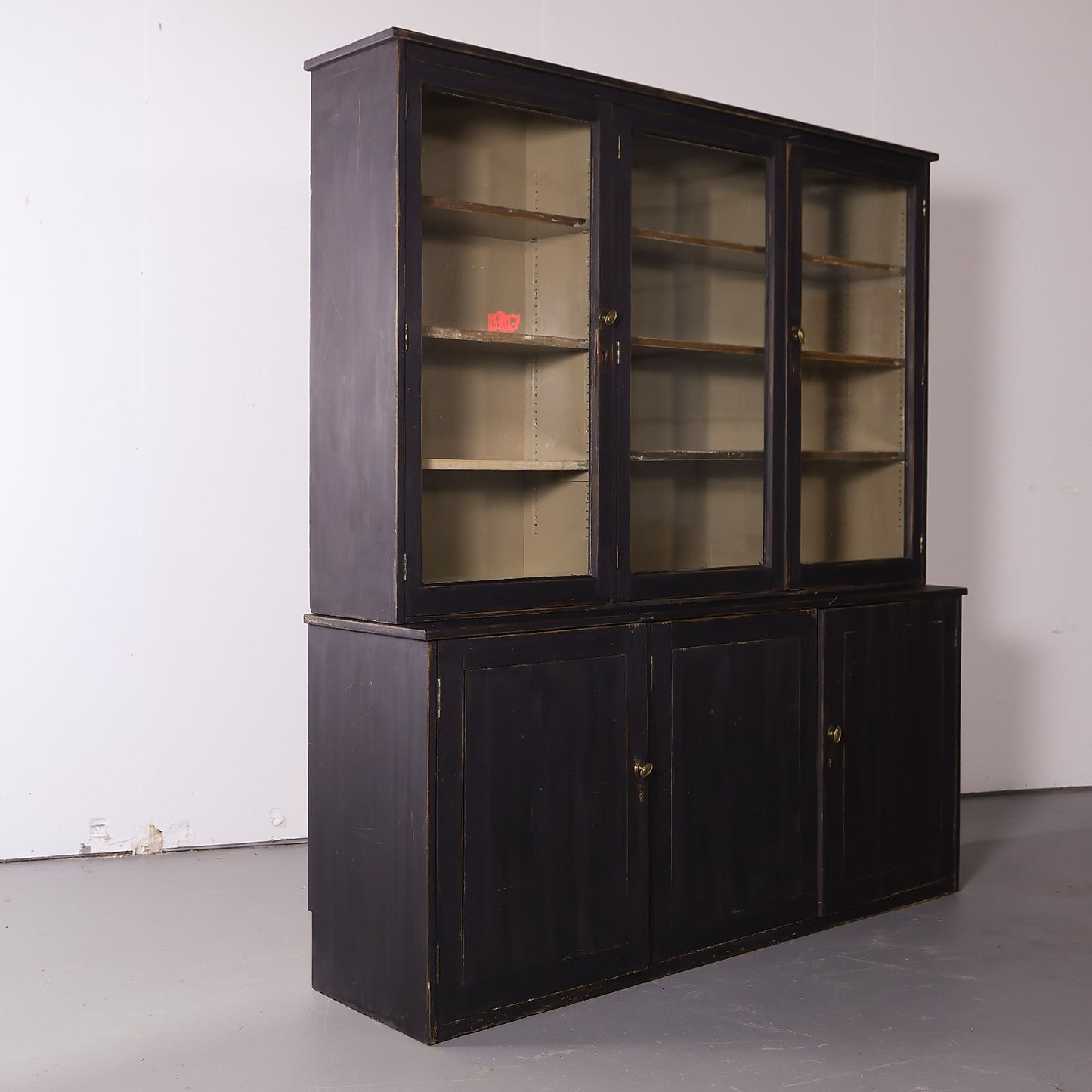 English glazed painted bookcase with adjustable shelving - Circa 1880