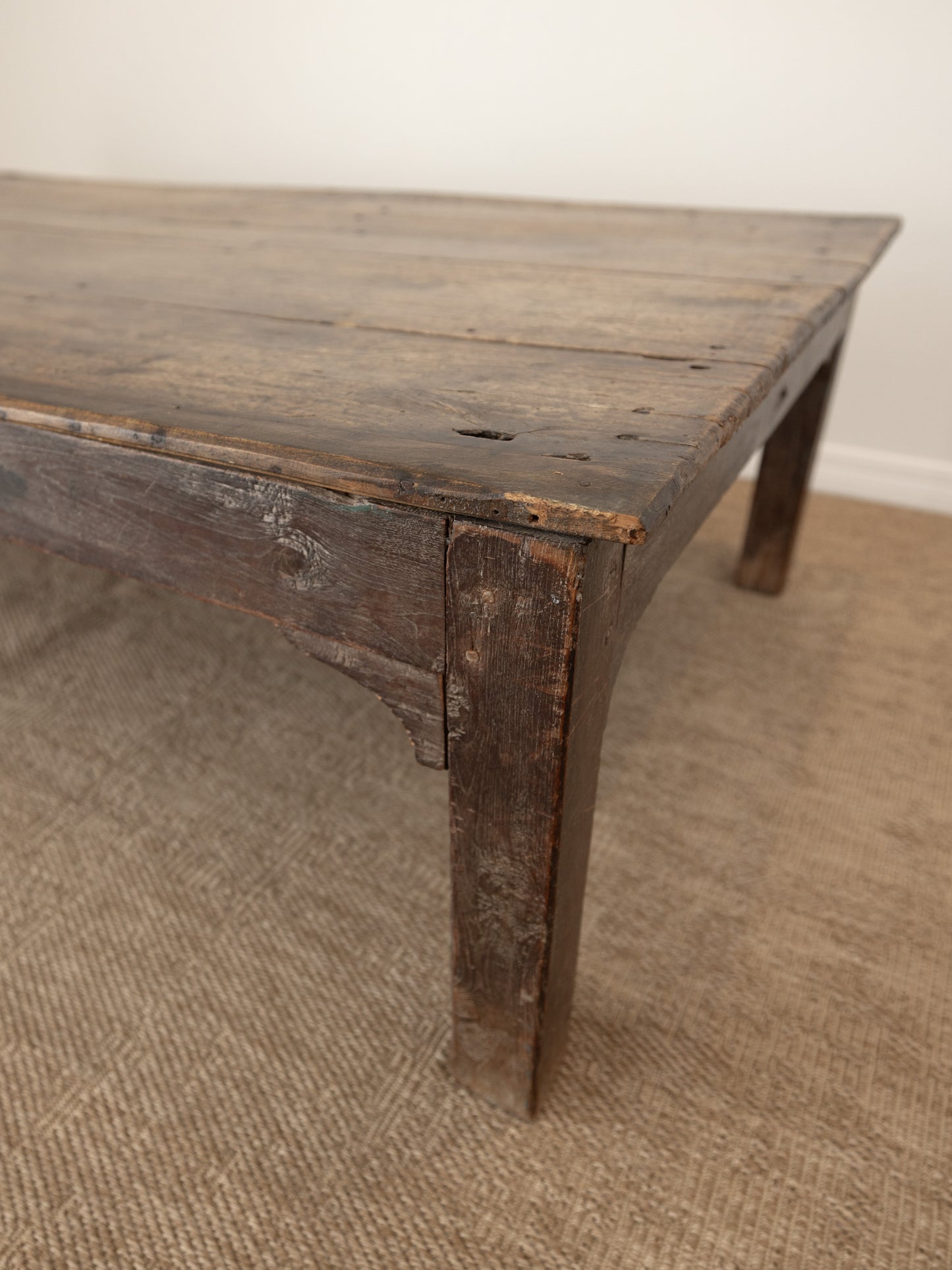 Reclaimed Elm Wood French Farmhouse Oversized Coffee Table