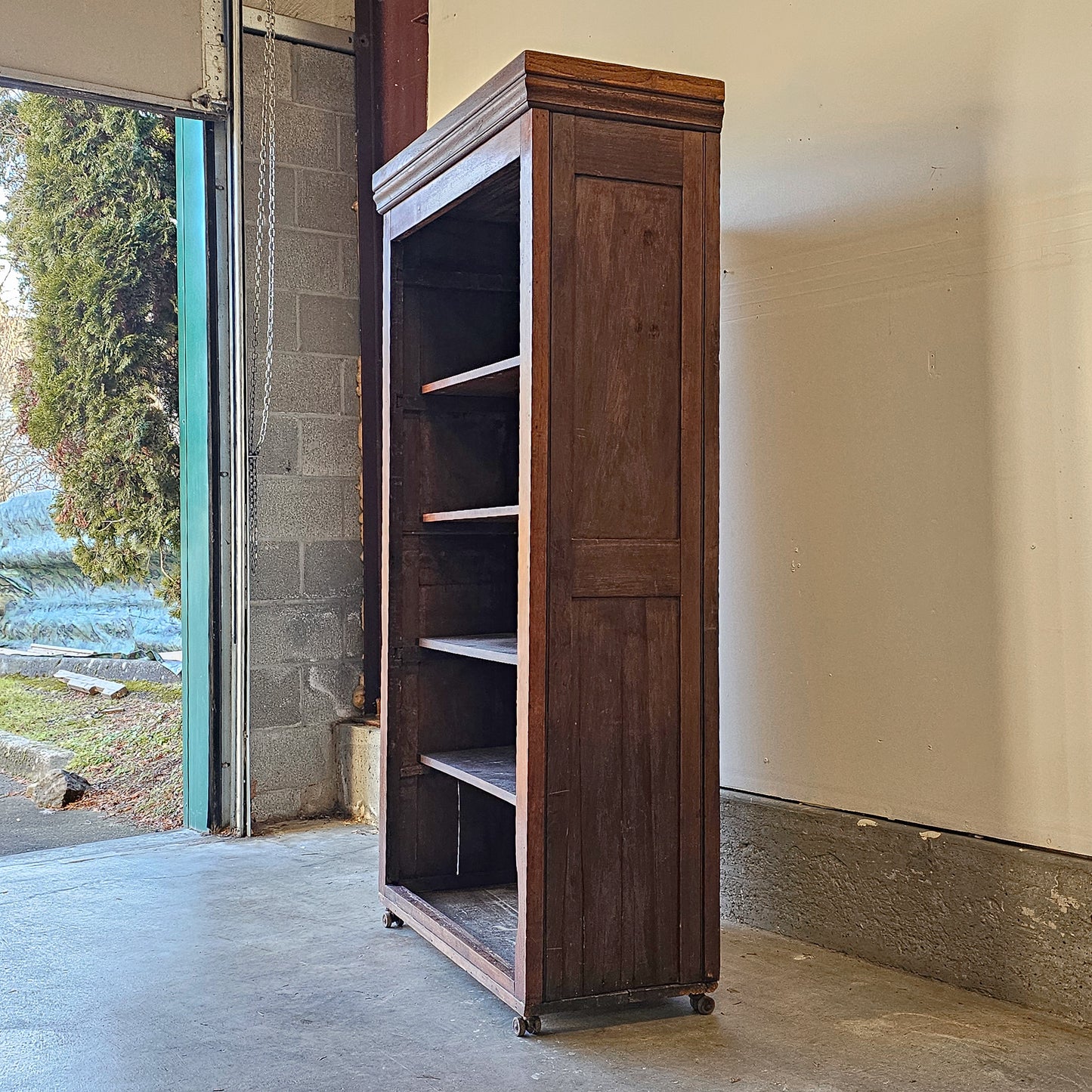 Antique Rolling Bookcase on Castor Wheels - Circa early 1900's
