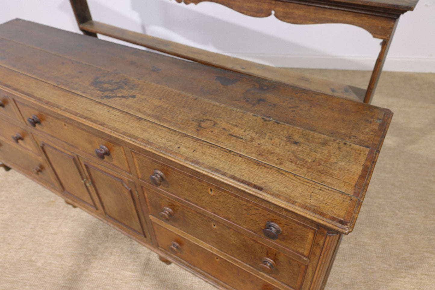 Antique Welsh Oak Dresser Circa 1850 Victorian Plate Rack Farmhouse Cupboard