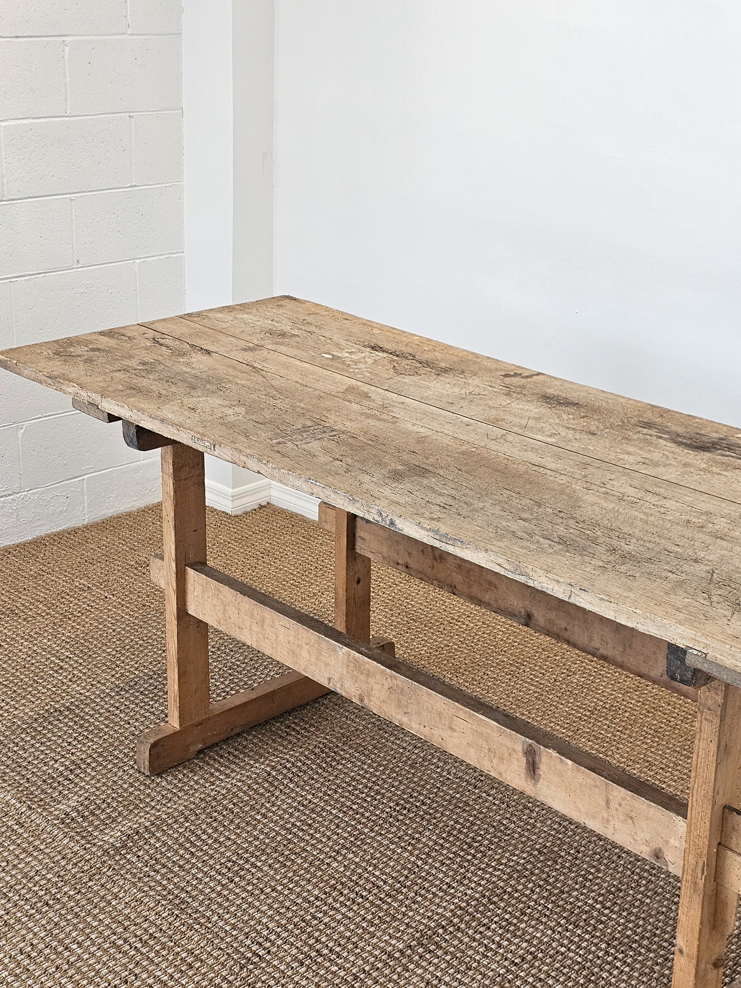 Antique European Pine Trestle Table