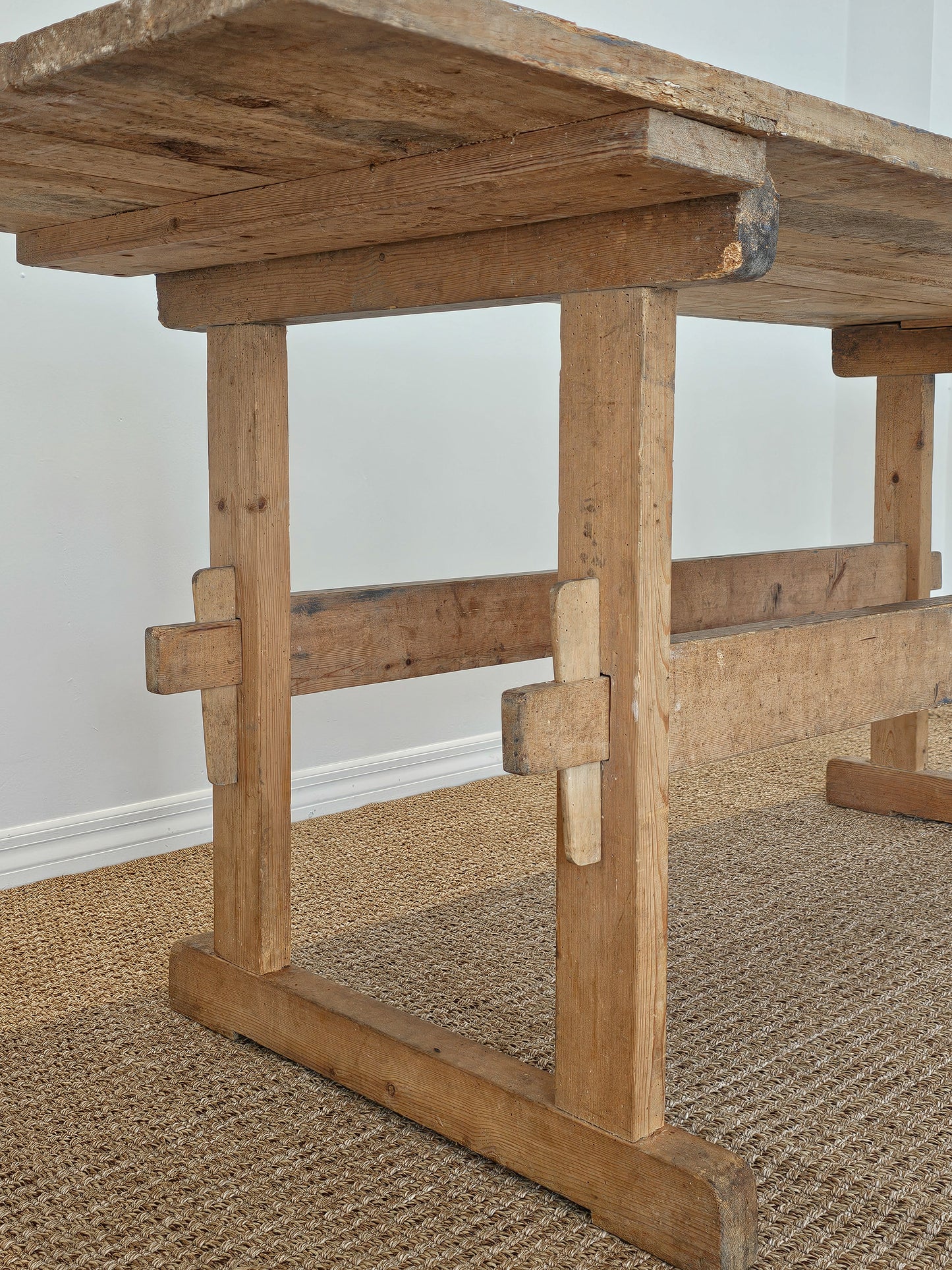 Antique European Pine Trestle Table