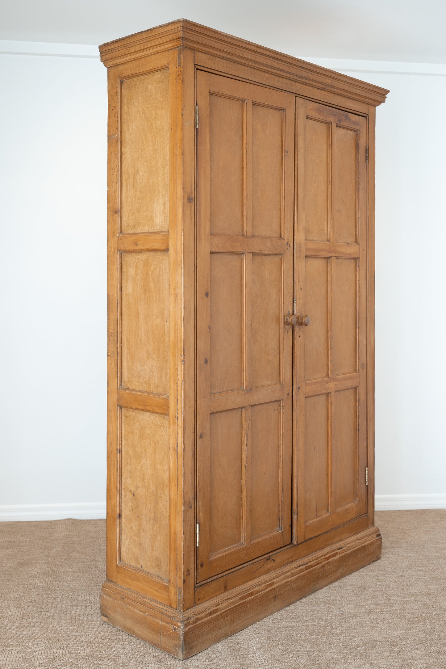 Antique English Honey Pine Linen Cabinet - Circa 1890