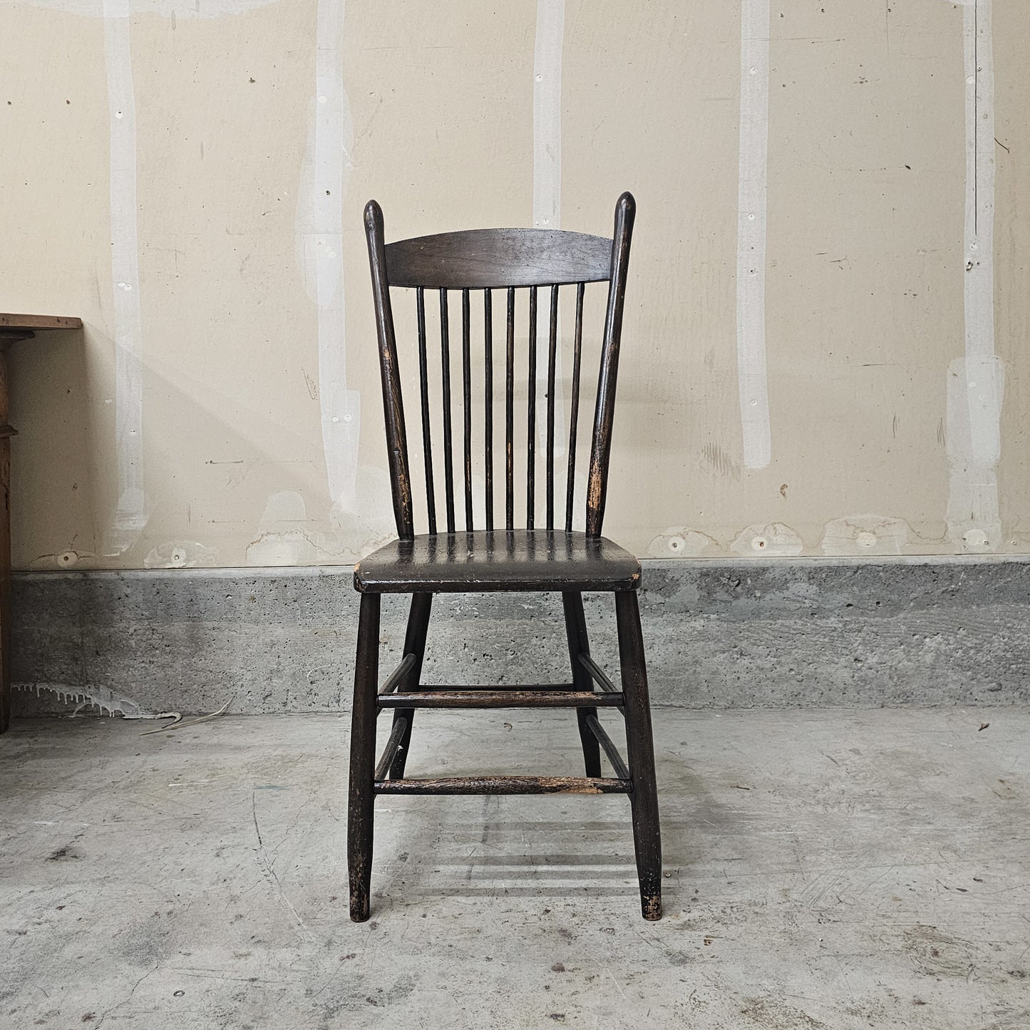 Set of 4 vintage farmhouse spindle-back chairs
