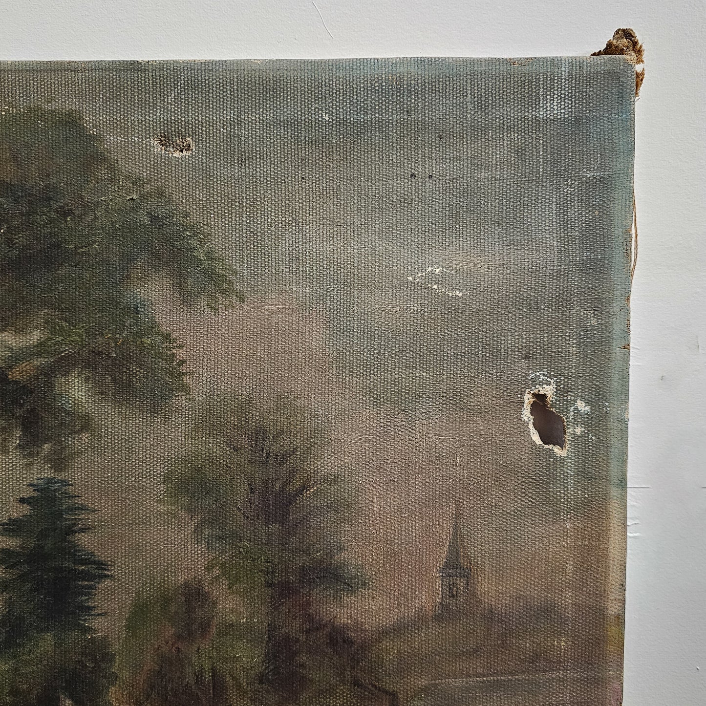 Antique Landscape Oil Painting on Canvas