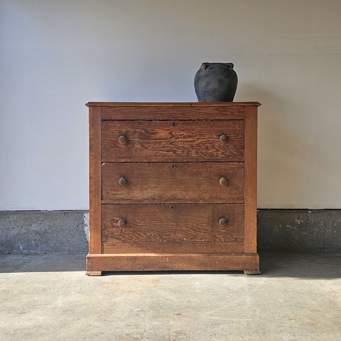Antique Fir Wood Chest of Drawers (Dresser)