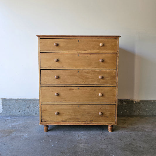 Large 19th-century antique pine dresser - 5 drawers