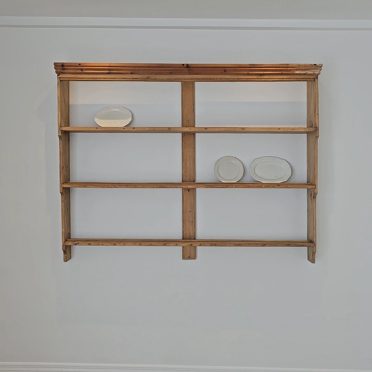 Antique English Pine Wall Plate Rack - Circa 1870