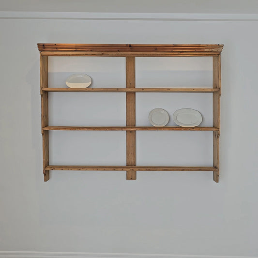 Antique English Pine Wall Plate Rack - Circa 1870