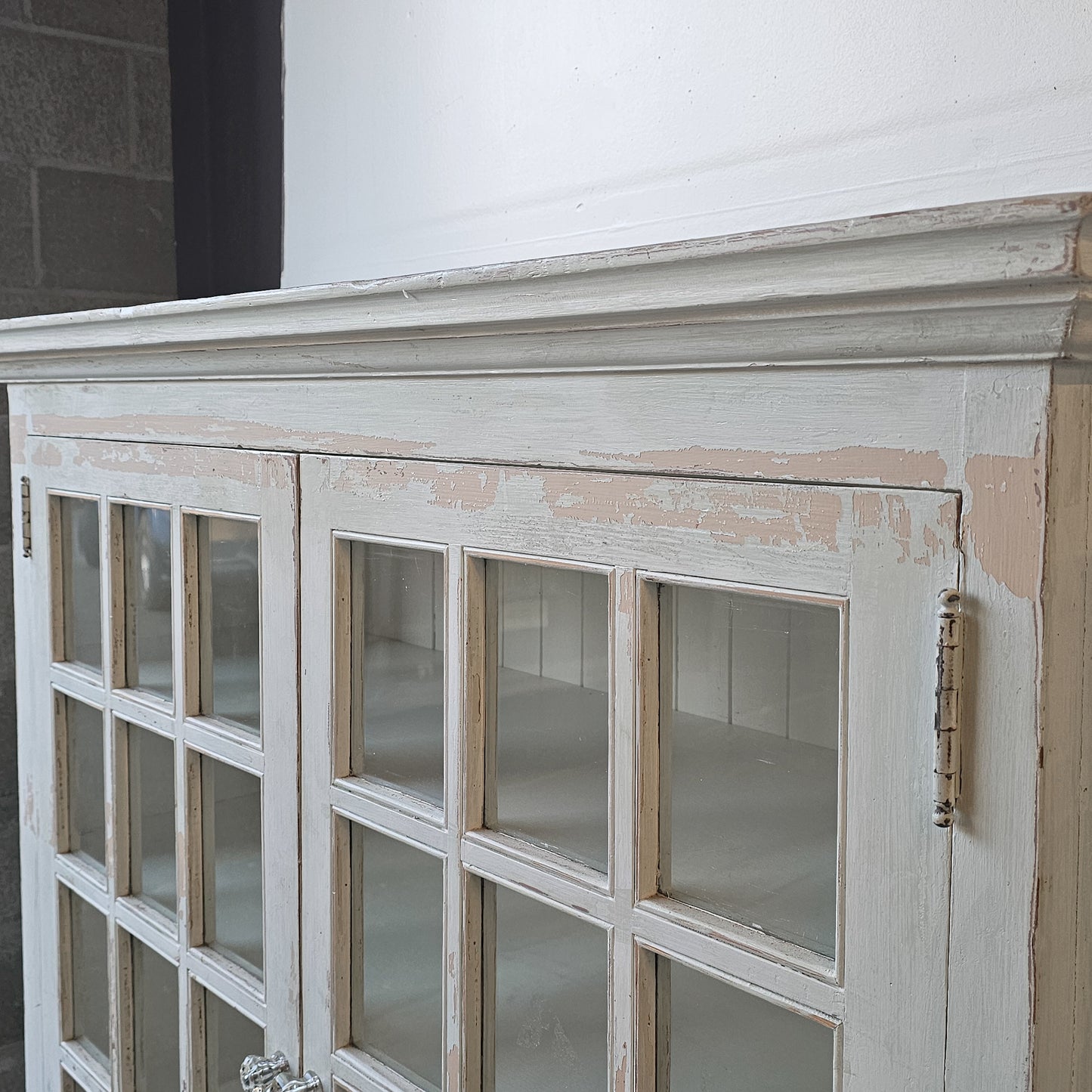 Pair of Antique Painted Fir Wood Display Cabinets - Circa early 1900's