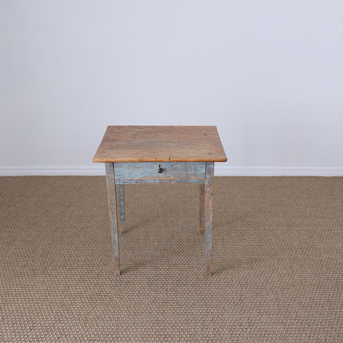 19th Century Pine Painted Blue Side Table