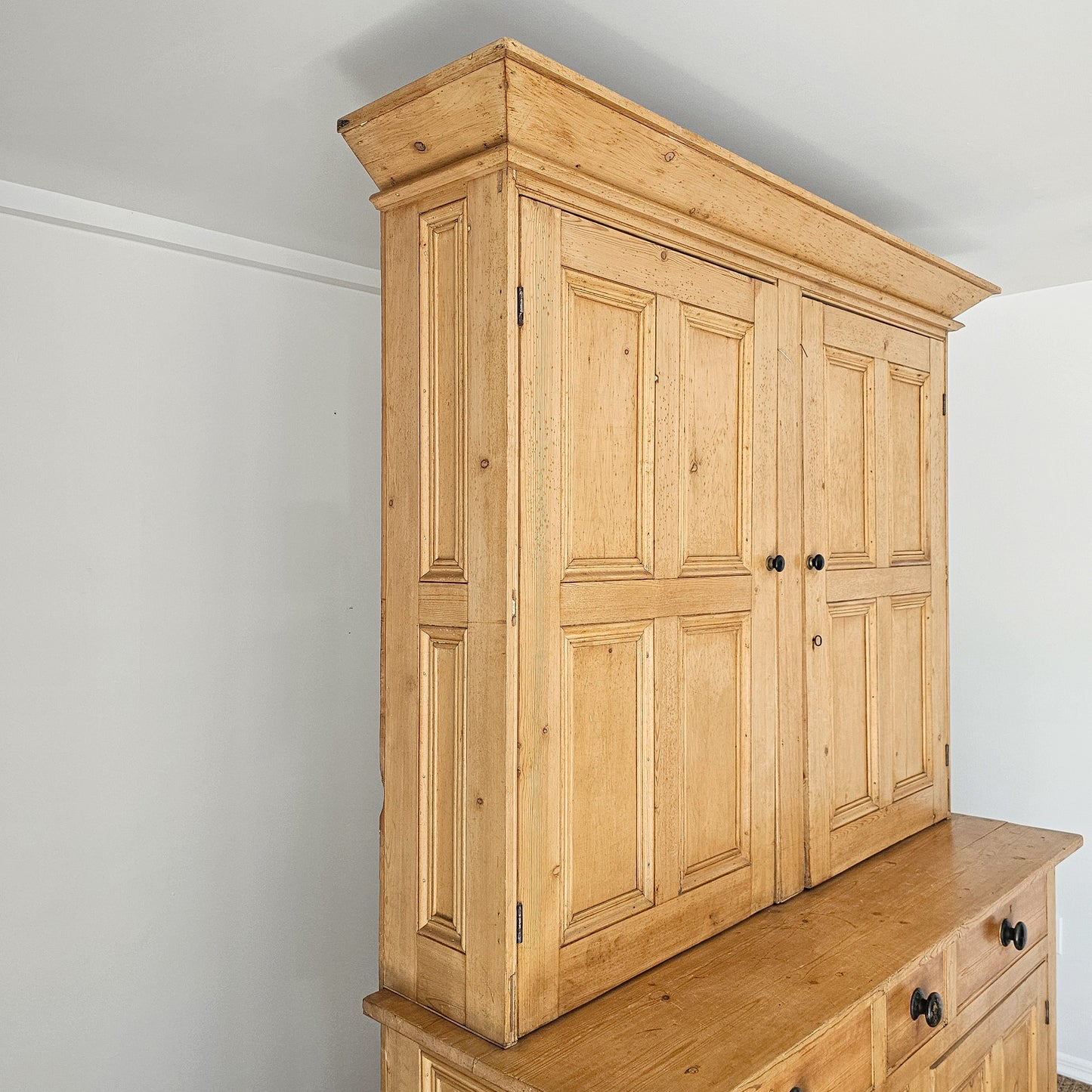 Antique English Pine Housekeeper's Cupboard - Circa 1880