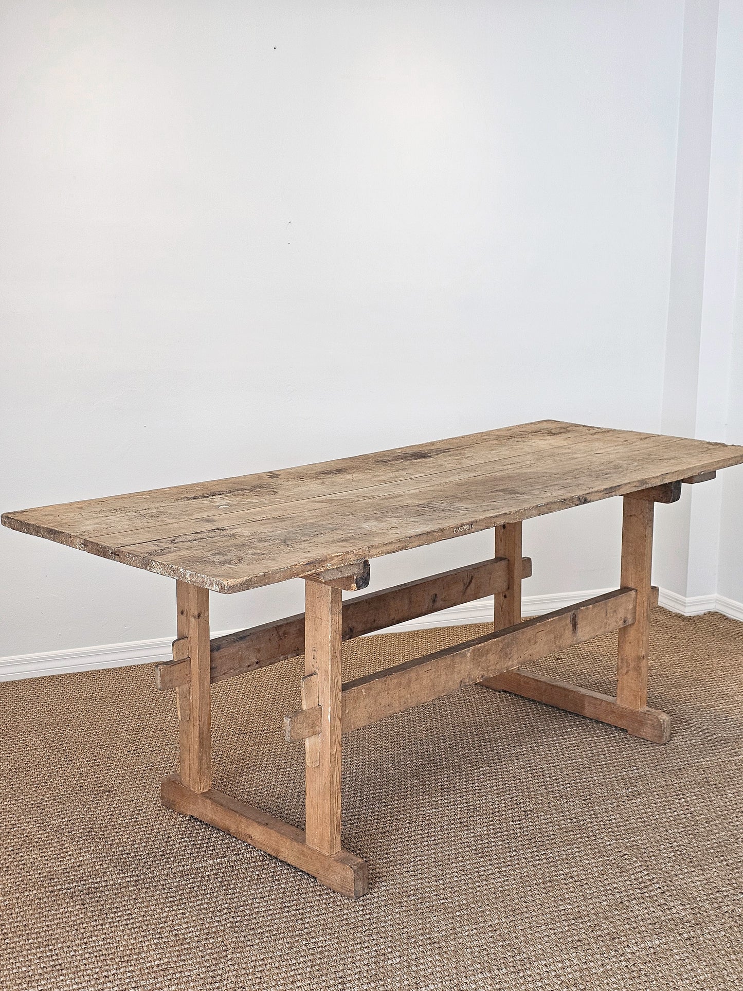 Antique European Pine Trestle Table