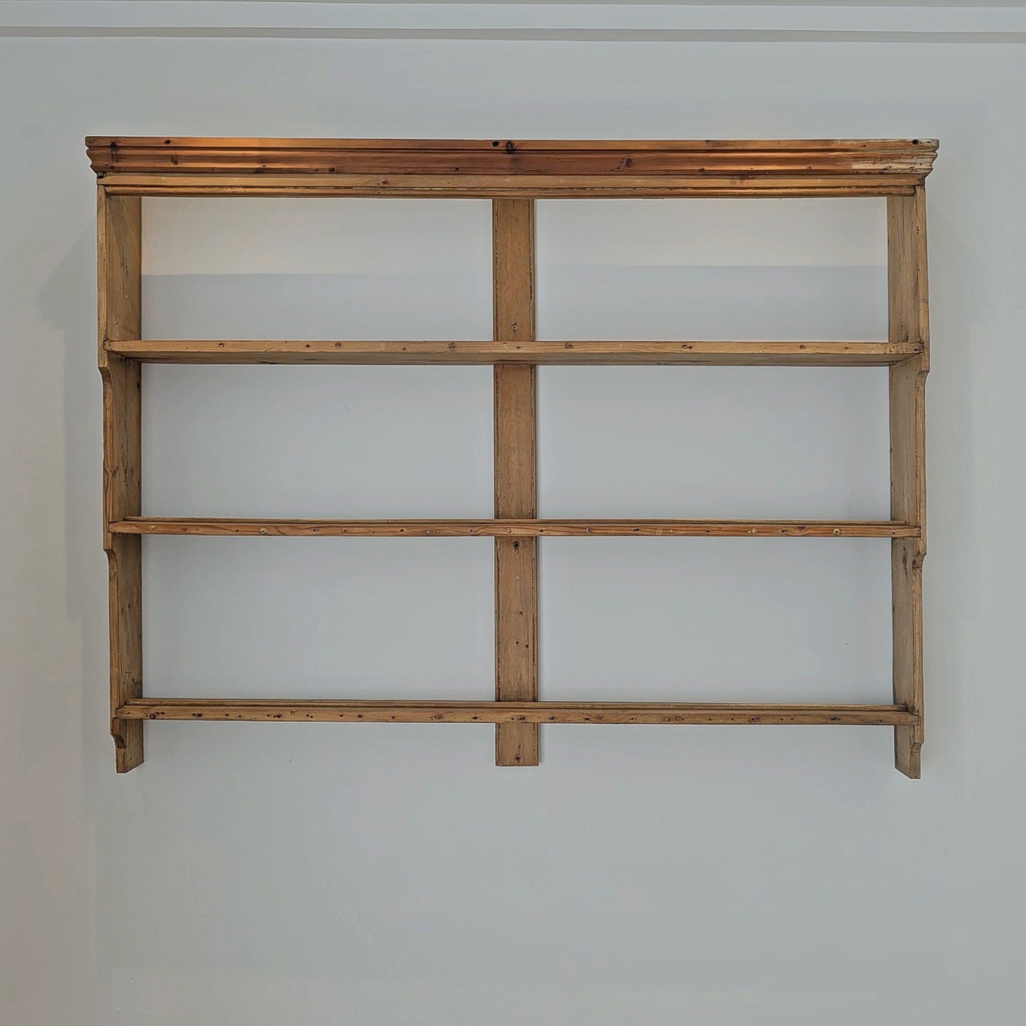 Antique English Pine Wall Plate Rack - Circa 1870