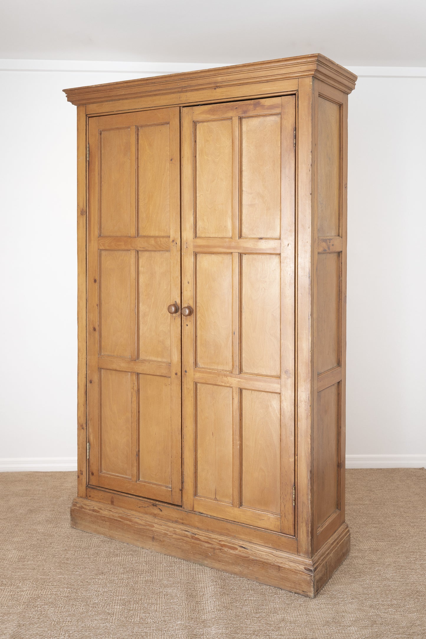 Antique English Honey Pine Linen Cabinet - Circa 1890