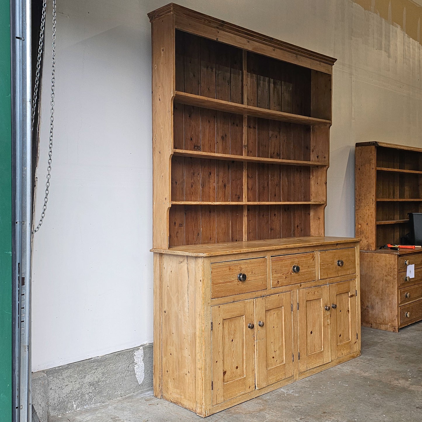 Monumental English Pine Kitchen Dresser (Hutch)-Circa 1880