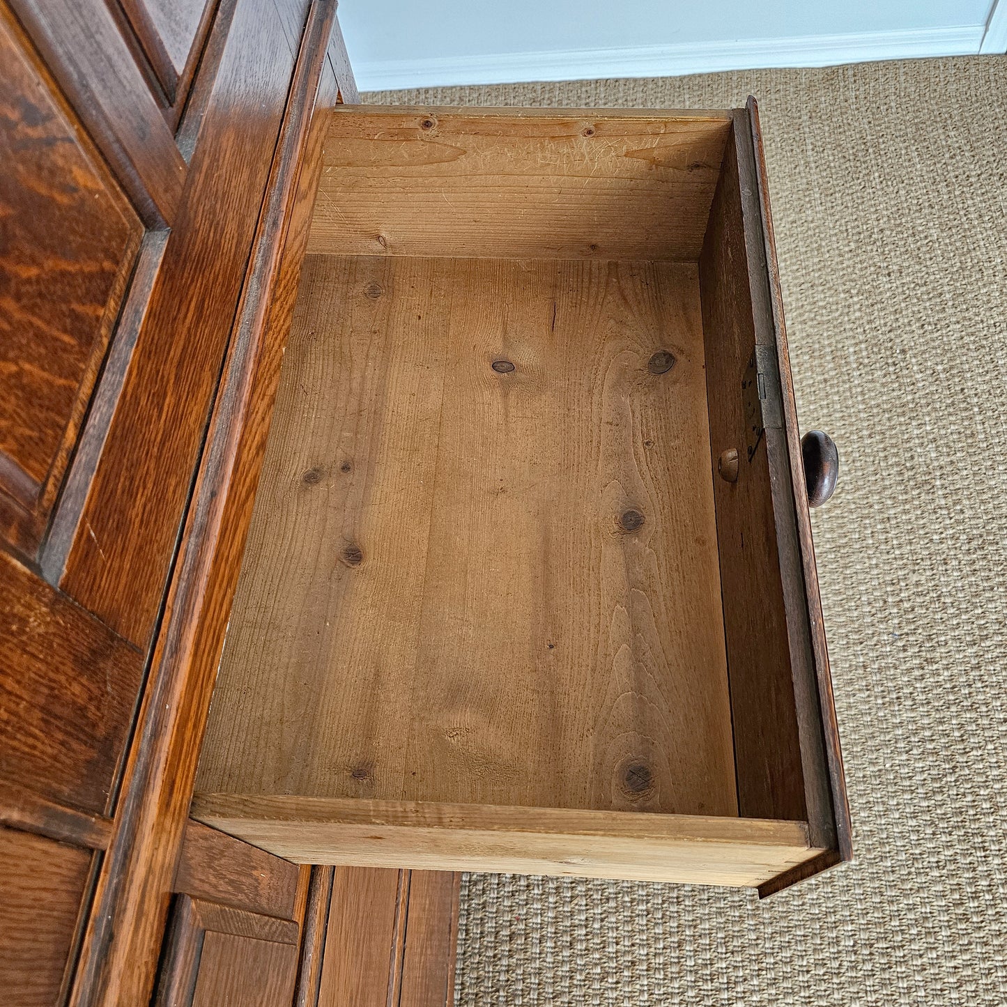Antique English Oak Linen Press Cabinet | Circa 1860