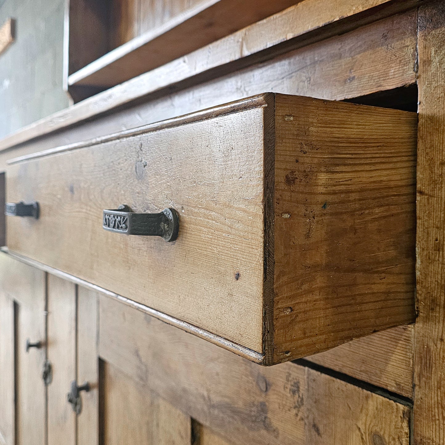 Antique English Pine Kitchen Hutch or Dresser - Circa 1890