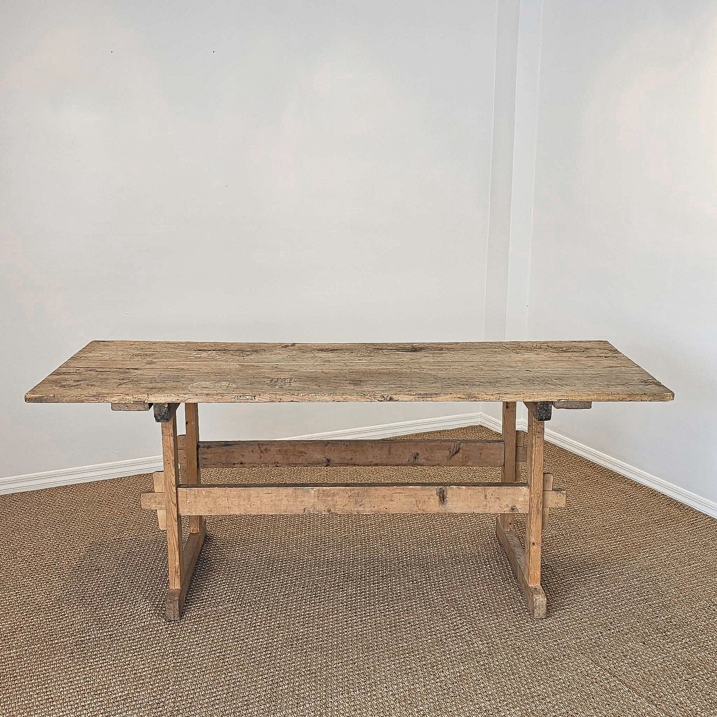 Antique European Pine Trestle Table