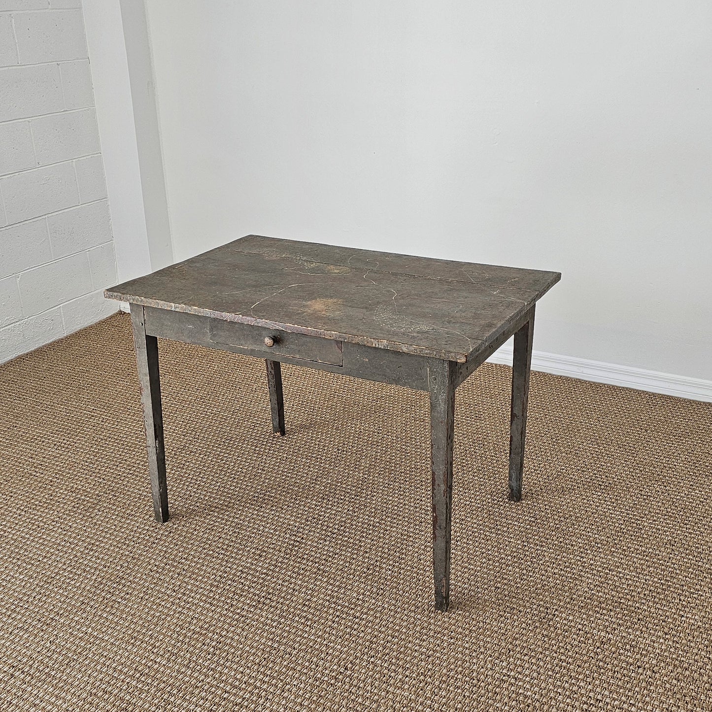 Antique Primitive Painted Pine Farm Table - Circa 1870