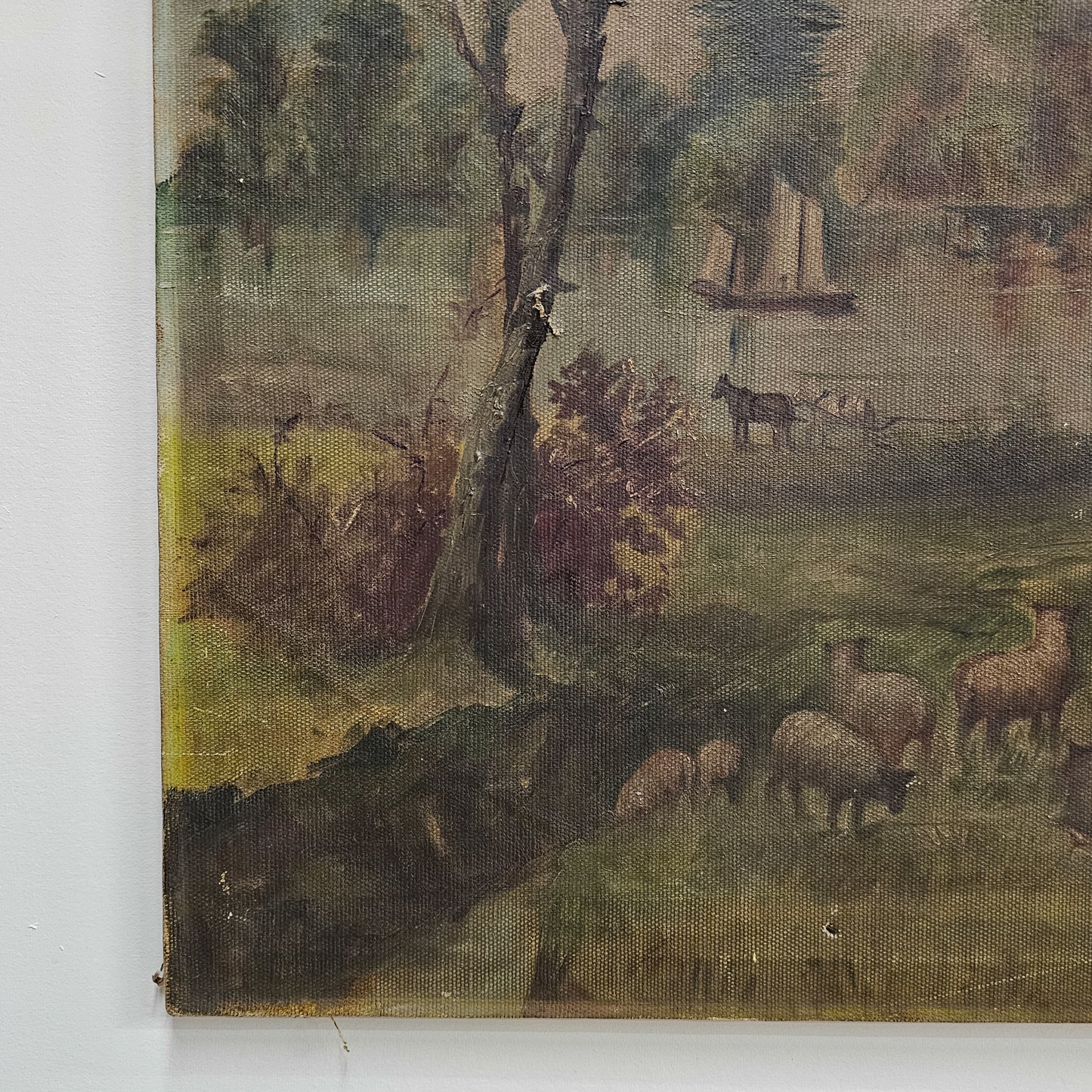 Antique Landscape Oil Painting on Canvas