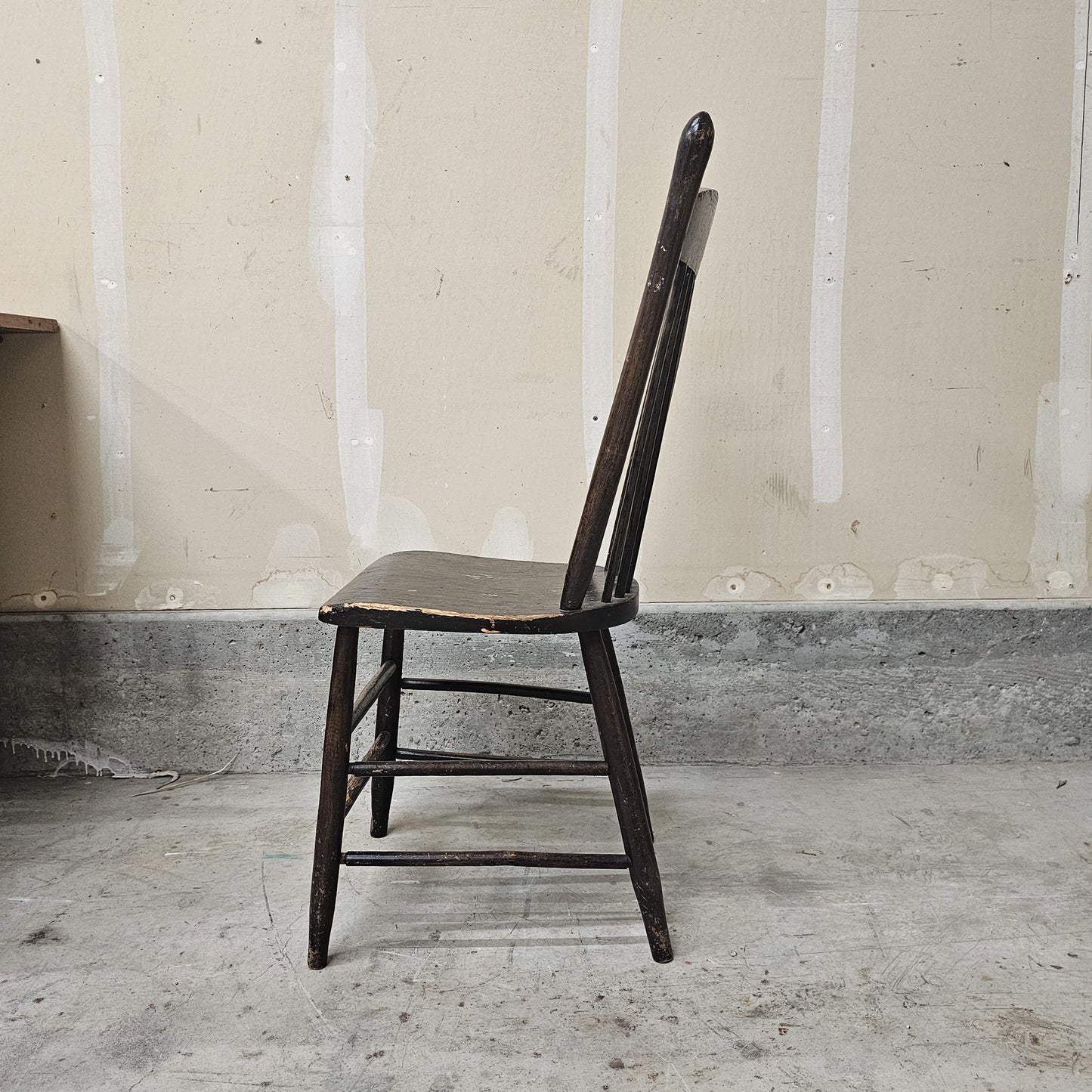 Set of 4 vintage farmhouse spindle-back chairs