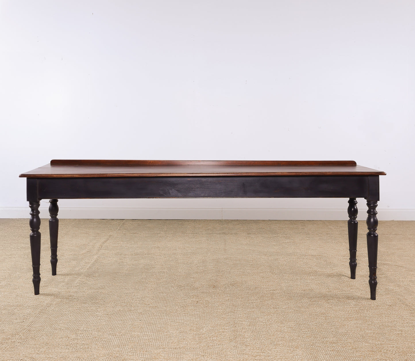 Antique 92" Mahogany Serving Console Table with Ebonized Turned Legs, Circa 1880