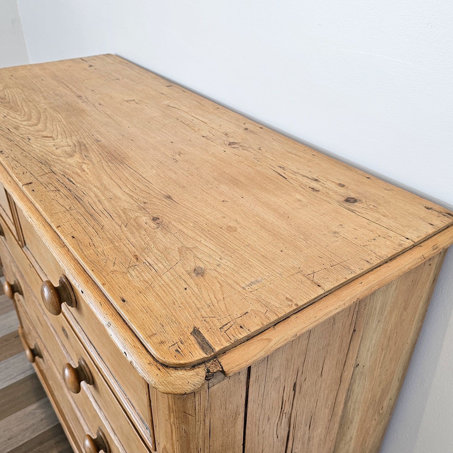 Stately Antique English Pine Chest of Drawers (Dresser) - Circa 1870