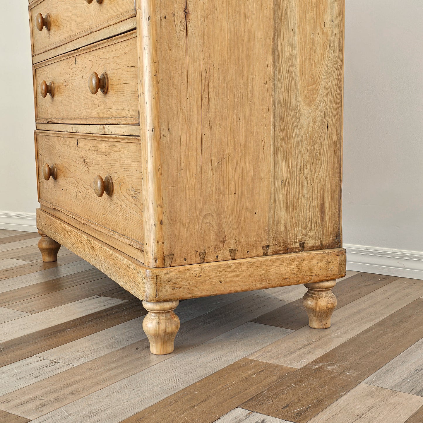 Stately Antique English Pine Chest of Drawers (Dresser) - Circa 1870