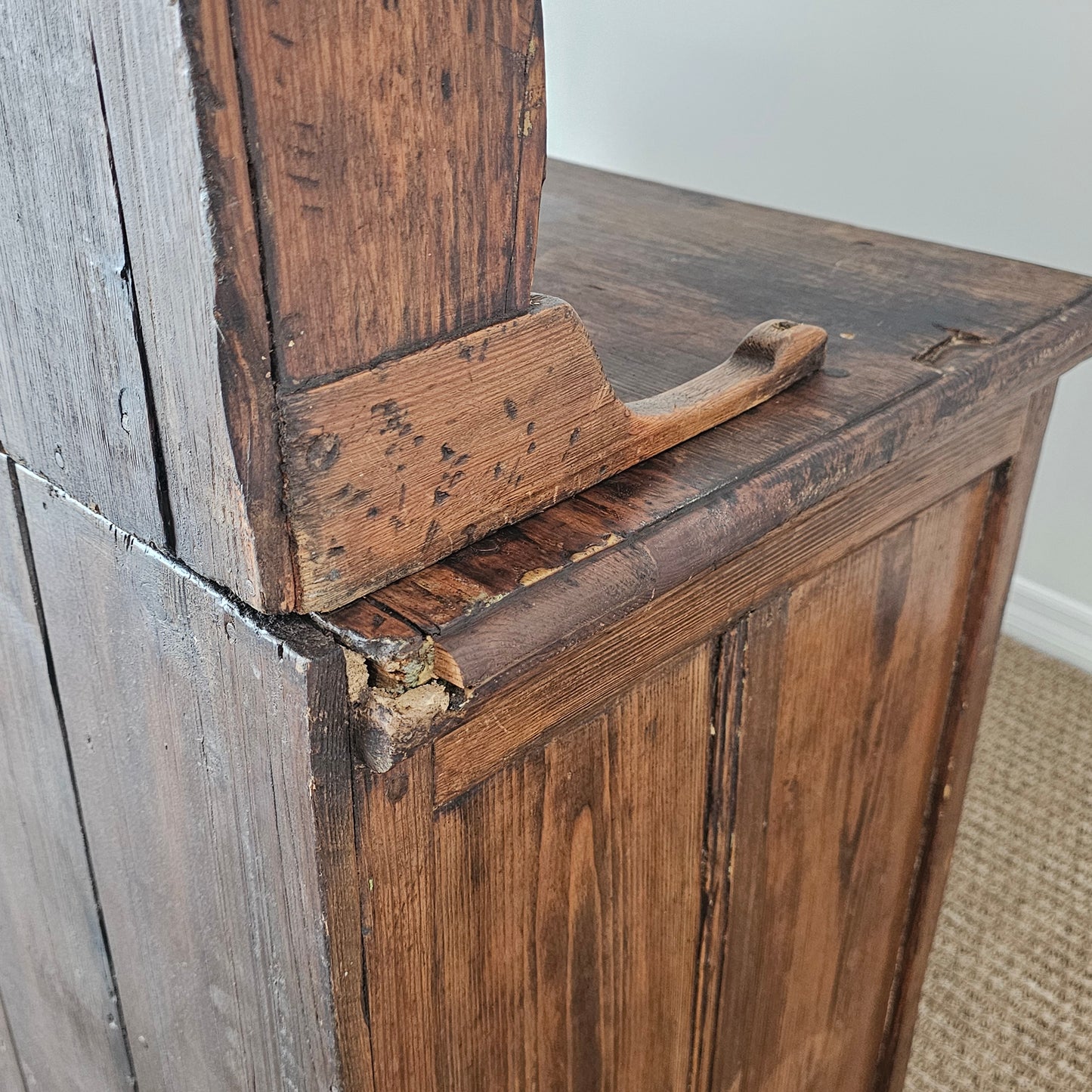 Antique Pine Cupboard & Open Plate Rack
