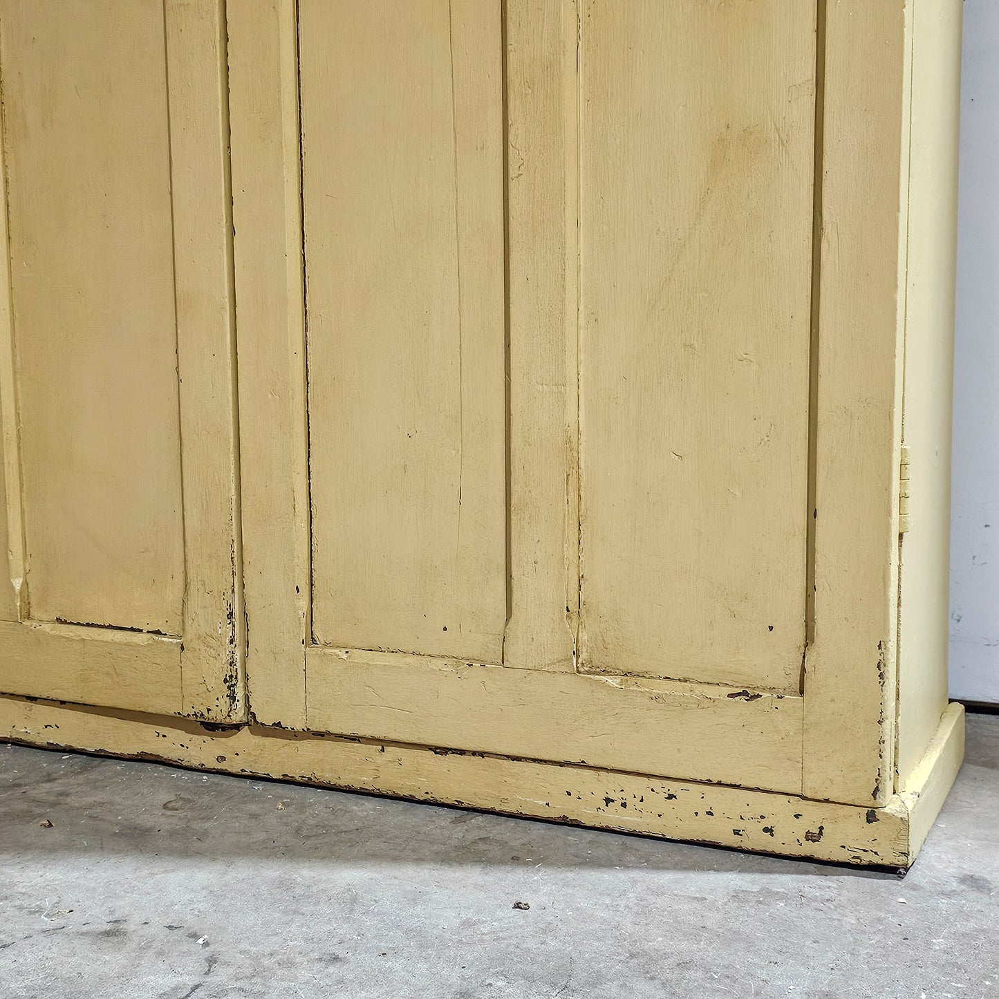 Antique Pale Yellow Painted Pine Cabinet - Circa 1905