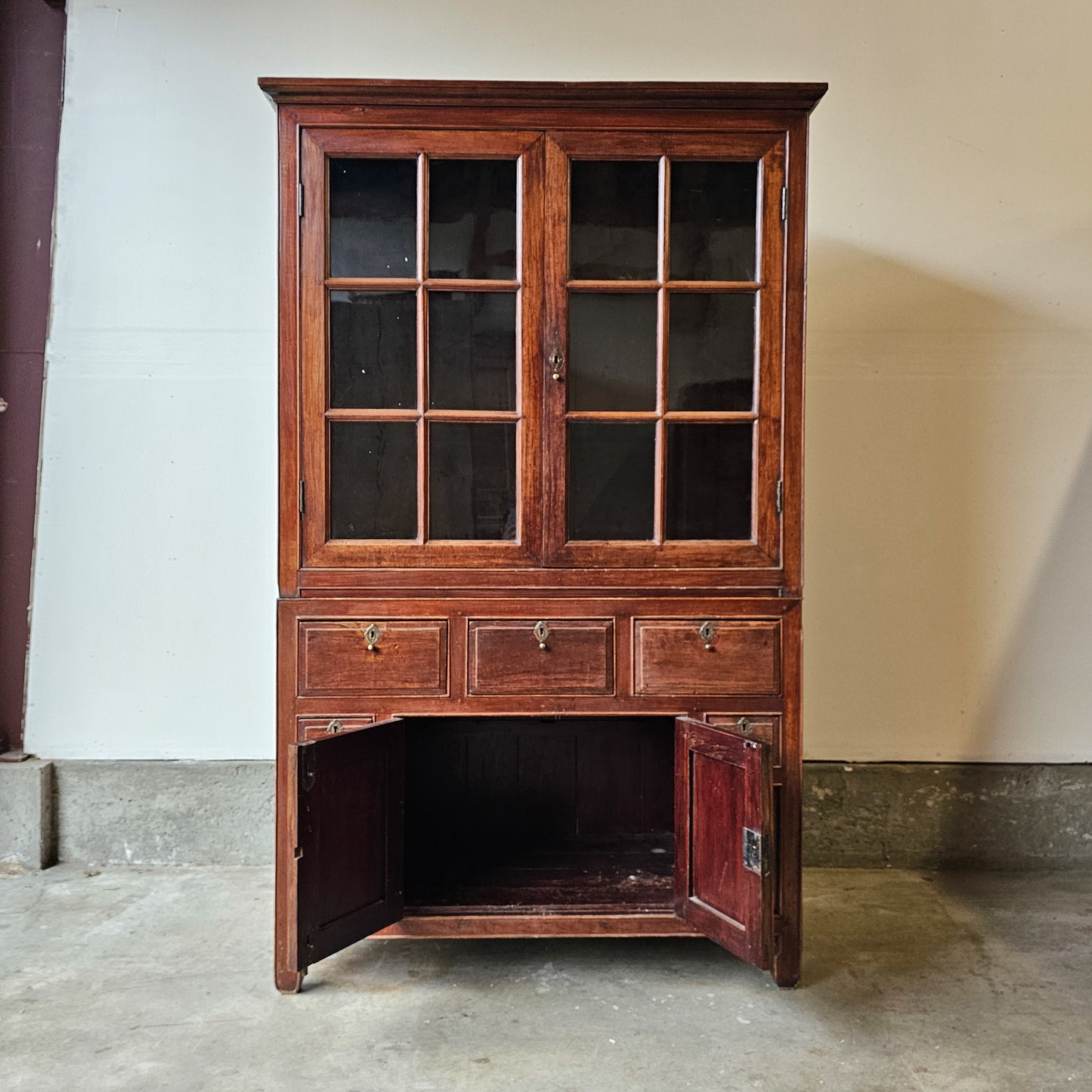Vintage Indonesian Hutch with glass doors