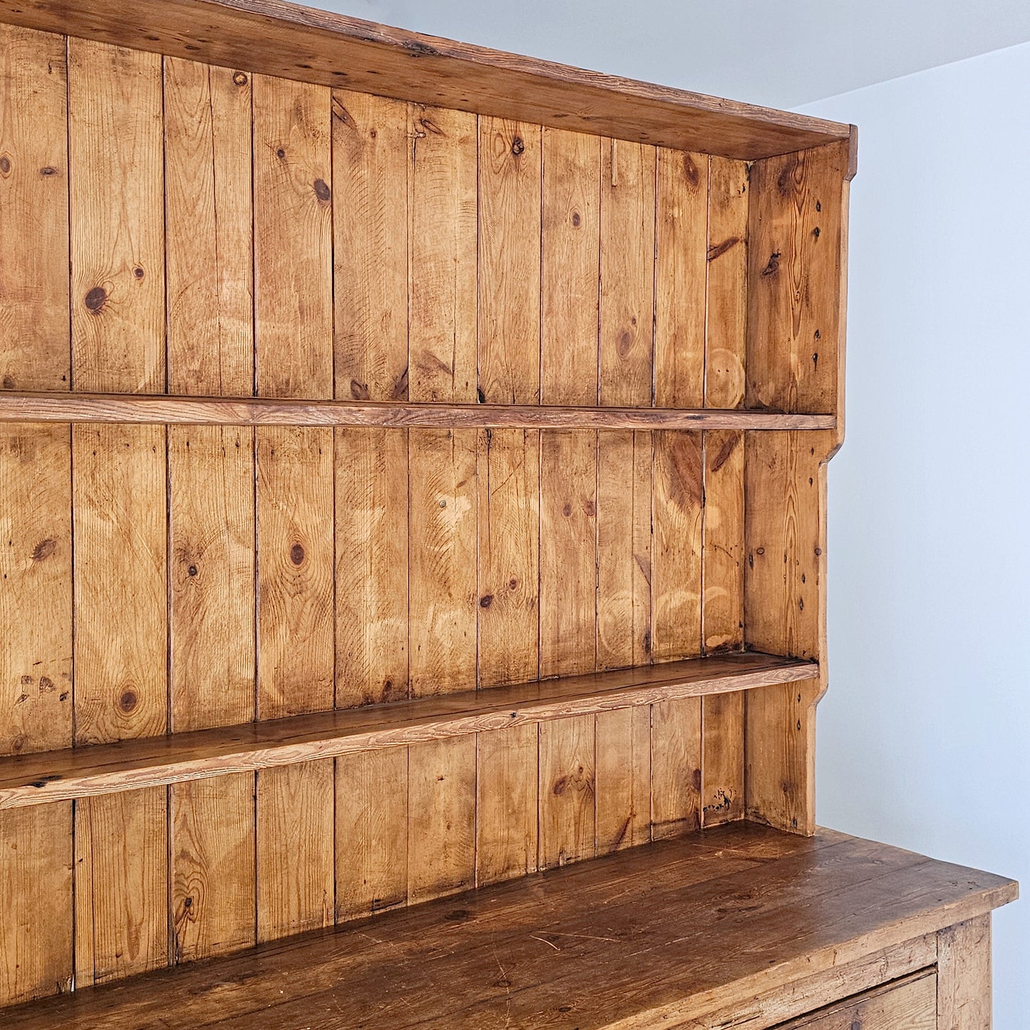 Antique English Pine Kitchen Hutch or Dresser - Circa 1890