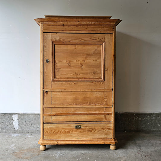 Antique Dutch Pine Cupboard with Drawer