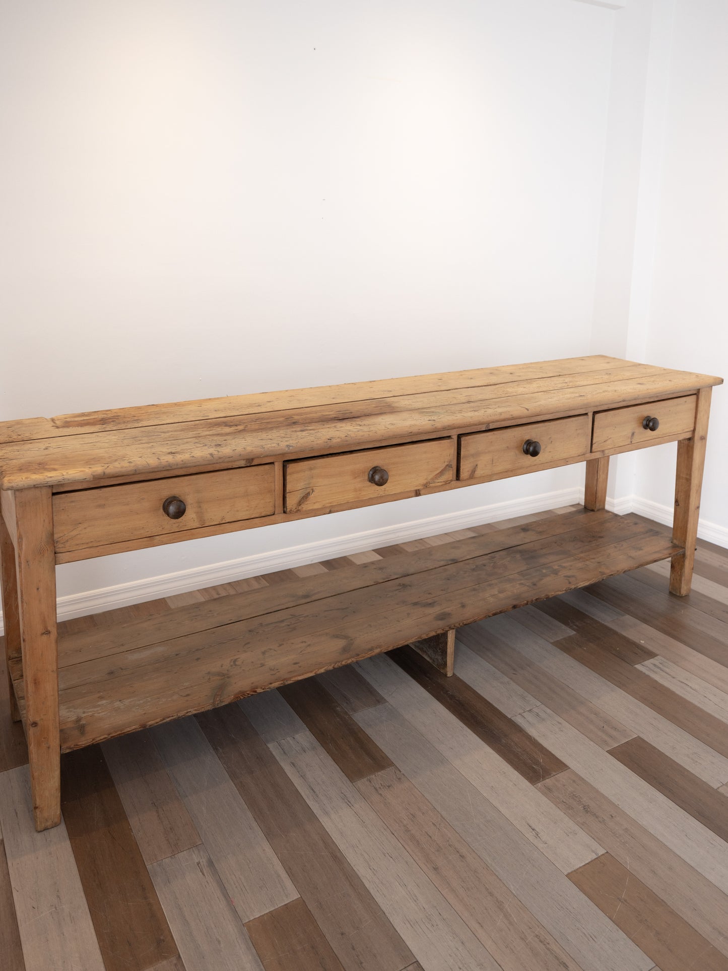 Impressive Antique English Pine Pot Board Dresser Base  - Circa 1850