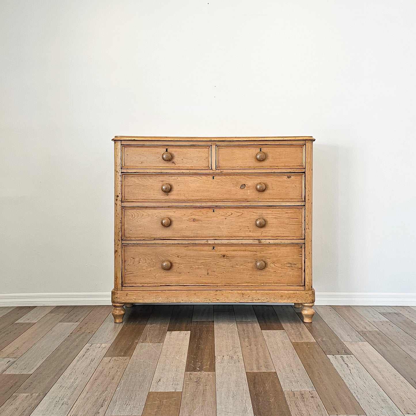 Stately Antique English Pine Chest of Drawers (Dresser) - Circa 1870