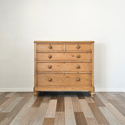 Stately Antique English Pine Chest of Drawers (Dresser) - Circa 1870