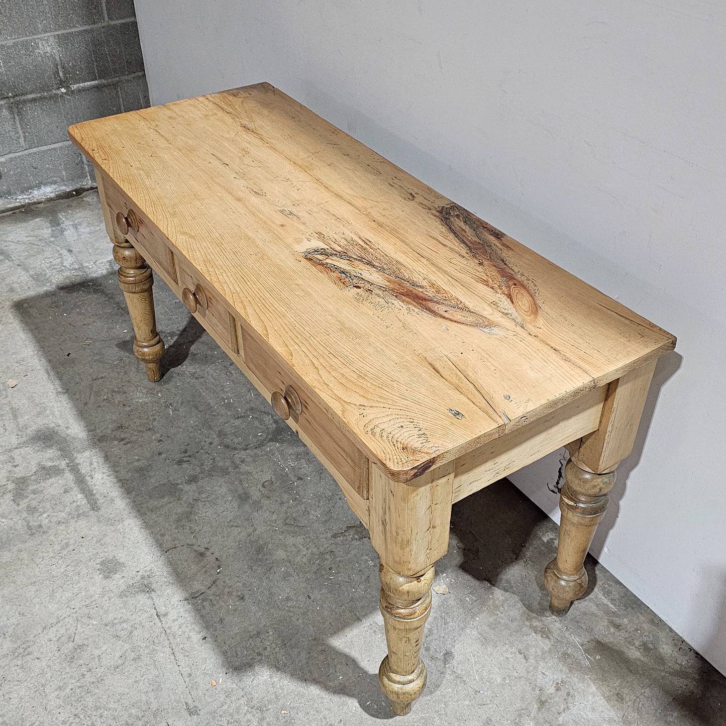 Antique English Pine Console Table or Desk - Circa 1880