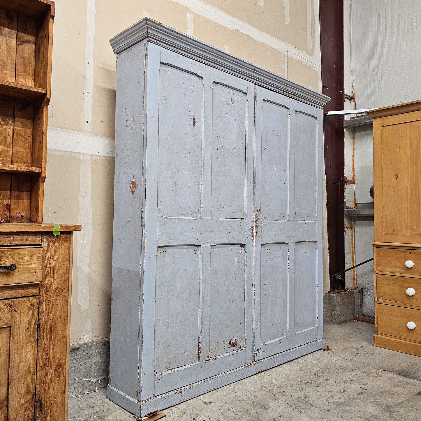 Substantial Antique Blue Painted Cabinet - Circa 1910