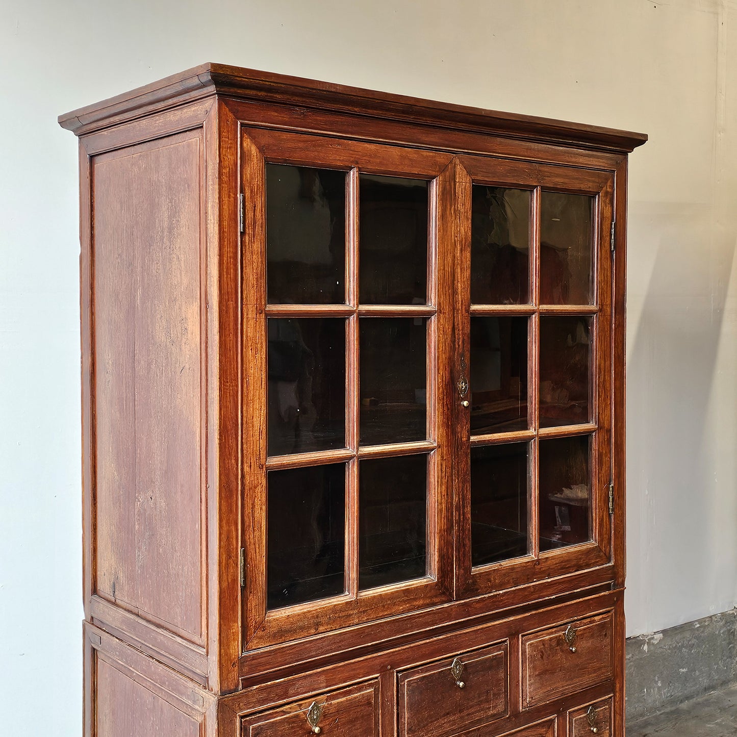 Vintage Indonesian Hutch with glass doors