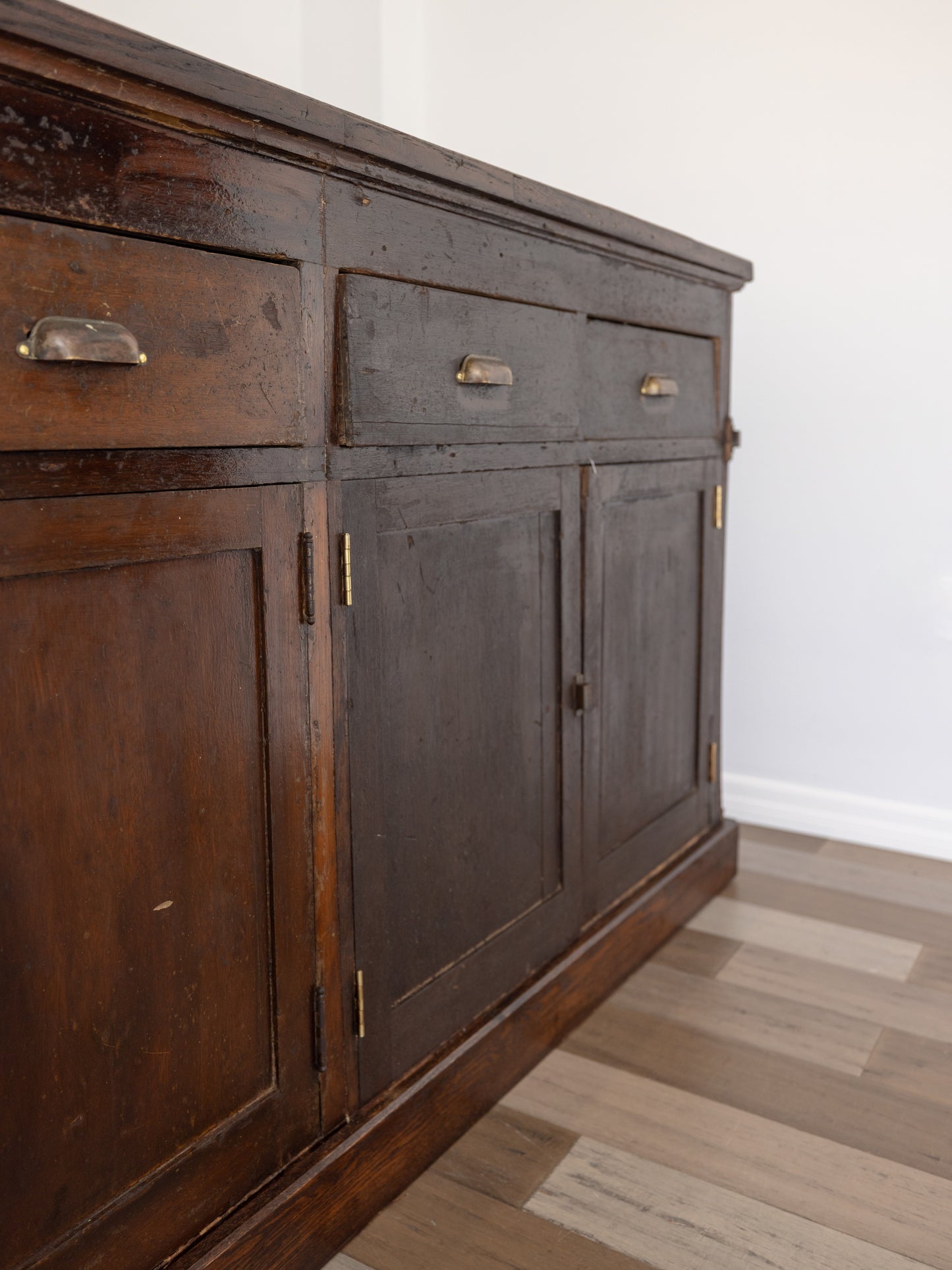Large Antique Oak Shop Counter Cabinet - Circa Early 20th Century