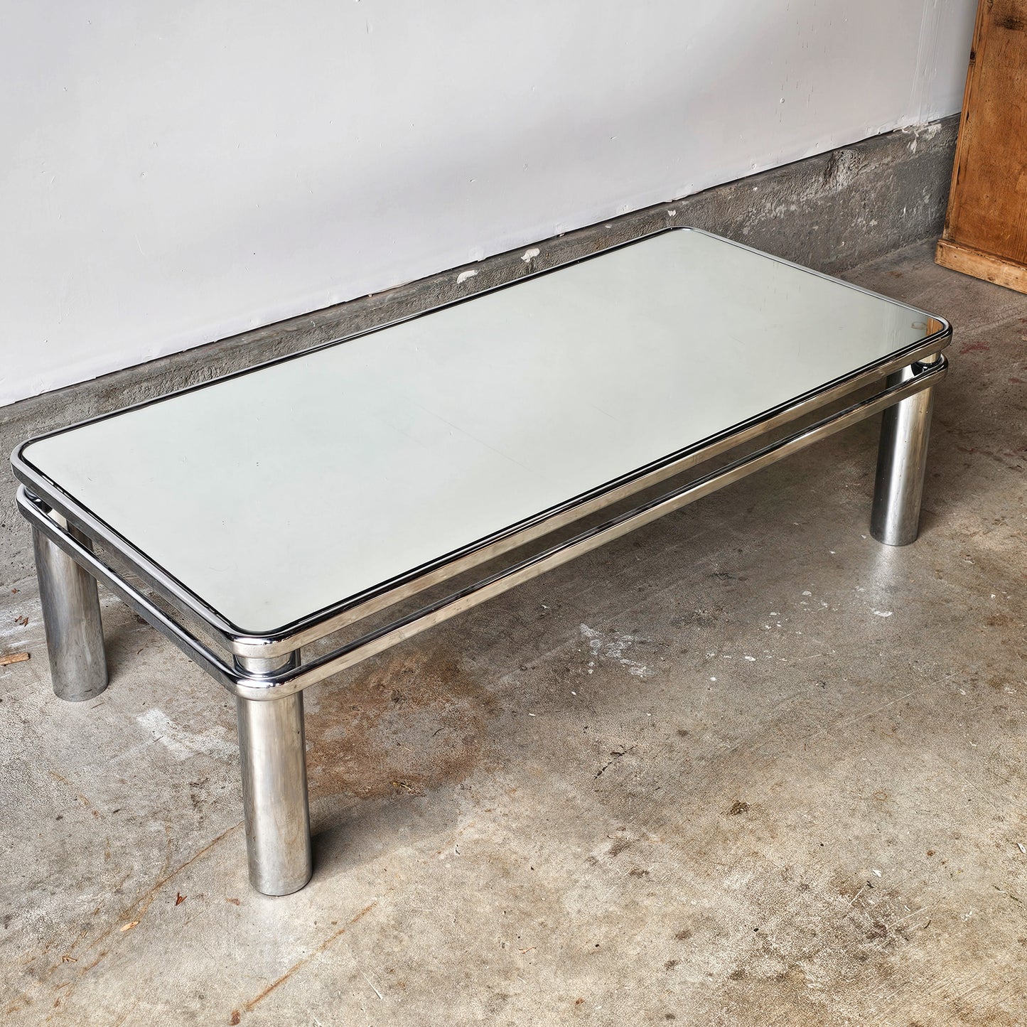 Mirrored Chrome Coffee Table Circa 1970s–1980s