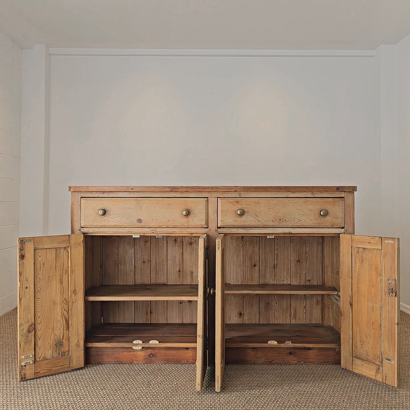 Antique English Pine Sideboard - Circa 1870