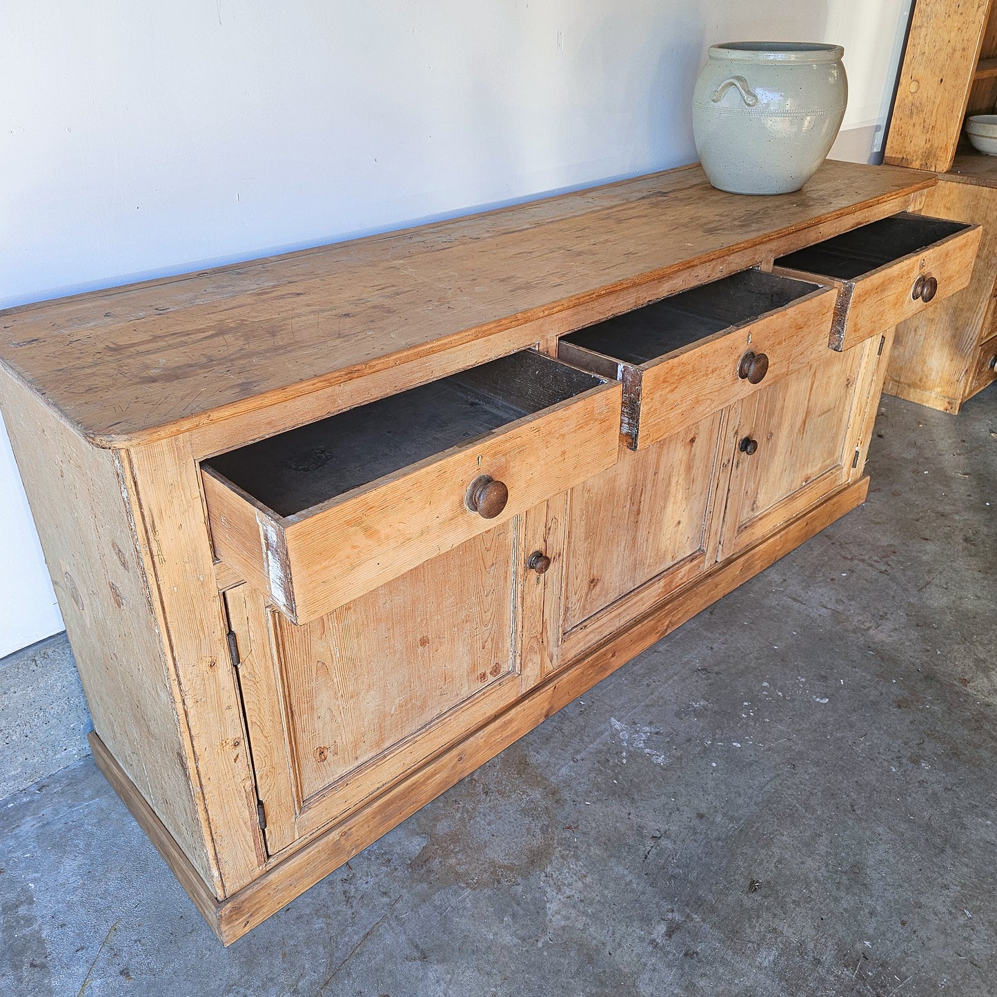 Antique English Pine Sideboard - Circa 1880